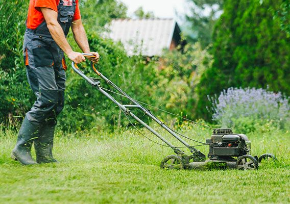 Man mowing grass