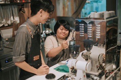 Staff at a coffee shop